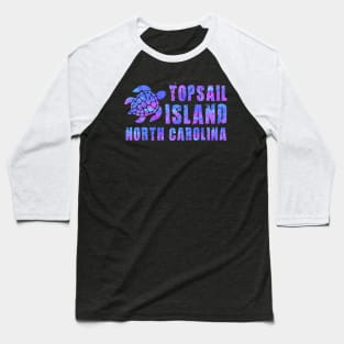 Topsail Island, North Carolina Beach Design Tribal Turtle Baseball T-Shirt